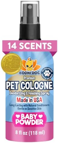 Bodhi Dog Natural Dog Cologne (Baby Powder) - Premium Scented Deodorizing Pet Perfume with Conditioner for Dogs & Cats - Keeps Pets Fresh & Clean - Gentle and Safe Formula, Made in USA (8 Fl Oz)