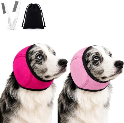 Dog Ear Muffs Noise Protection, Adjustable No-Flap Dog Ear Cover for Fireworks, Thunderstorms, Grooming, Blow Drying