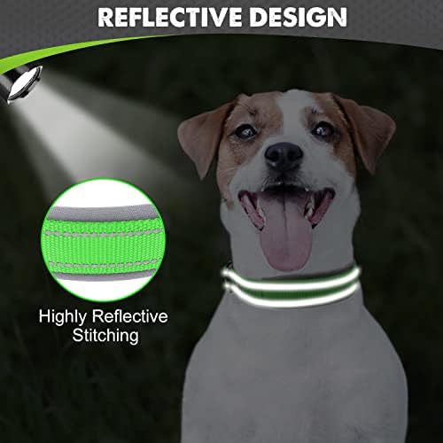 Joytale Reflective Dog Collar for Small Dogs with Wide Padding, Green