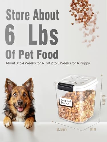 LivLab Mker 6 lb Airtight Dog Food Storage Container with Scoop, 6 lb, White