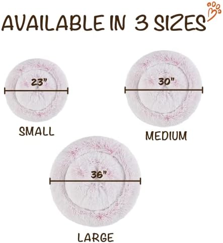 Friends Forever Calming Donut Dog Bed, Medium, Pink, 30"x30"x7"