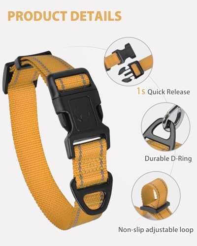 Joytale Feather-Light Dog Collar for Small & Medium Dogs, 3/4", Khaki