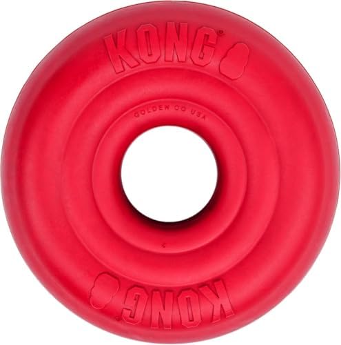 KONG Donut Dog Toy, Natural Rubber Chew Toy, for Small/Medium Dogs | Durable KONG Natural Rubber Chew & Fetch Toy That Promotes Healthy Teeth & Gums with a Fun Bounce & Easy Roll