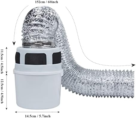 3 IN 1 Indoor Dryer Vent Kit Filter Bucket for Electric Dryer with 4-Inch by 5-Feet Proflex Duct (Silver)