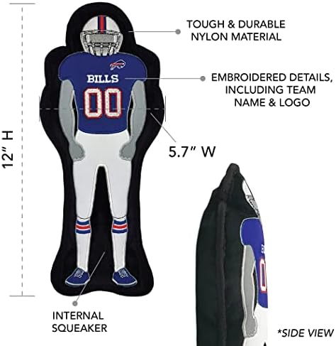 The 1st Ever Tough but Smooth Dog Toy NFL Buffalo Bills Football Athletes Player Tough Pet Toy. A Premium Quality Doggie Toy with Built-in Squeaker. Sports Fans Favorite Chew Toy