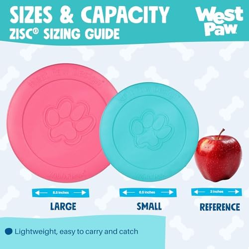 WEST PAW Zogoflex Zisc Dog Flying Disc, High Flying Aerodynamic Disc for Dogs Puppy – Lightweight, Floatable Disc for Fetch, Tug of War, Catch, Play – Doubles as Food/Water Bowl, Large 8.5", Teal