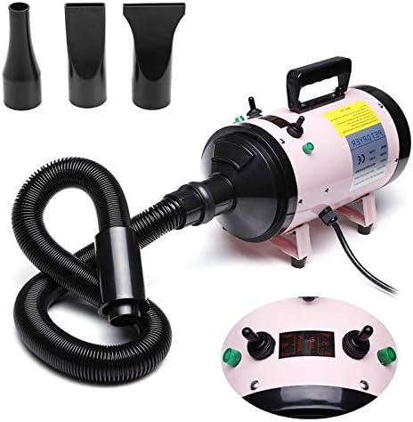 Dog Hair Dryers Blaster, Dog Grooming Dryer, High Velocity Dryer Low Noise, Motorbike Dryer with 3 Nozzles 2.5M Hose, Pink 1 Year Warranty