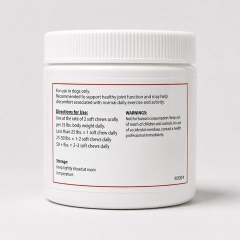Pet Vet Hip & Joint Supplement for Dogs Glucosamine Beef Liver 60 Chews