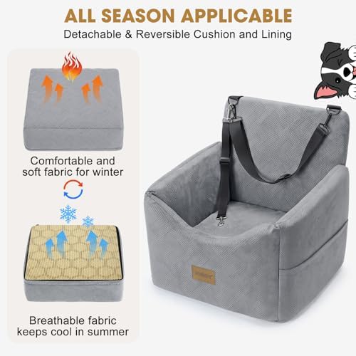 JOEJOY Dog Car Seat, Small/Medium Under 35 lbs, Memory Foam Booster, LG