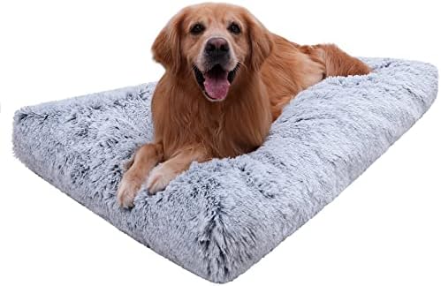 XXXL Dog Bed Washable, Large Waterproof Plush Pet Crate Pad 54", Grey