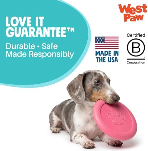 WEST PAW Zogoflex Zisc Dog Flying Disc, High Flying Aerodynamic Disc for Dogs Puppy – Lightweight, Floatable Disc for Fetch, Tug of War, Catch, Play – Doubles as Food/Water Bowl, Large 8.5", Geranium
