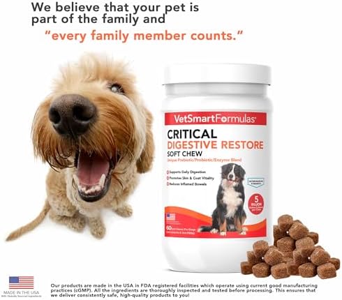 Critical Digestive Restore Soft Chews for Dogs - Veterinarian-Strength Probiotic Support for Optimal Health – with 10 Billion CFUs Per Dose