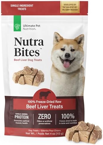 ULTIMATE PET NUTRITION Nutra Bites Freeze-Dried Dog Treats, Beef Liver