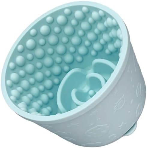 2-in-1 Licking Toy & Silicone Slow Feeder Bowls with Suction Cup - Non-Slip Mat for Bored Small Breed Dogs, Anxiety Relief, Anti-Choking (4.3" x 2.9", Mint Green)