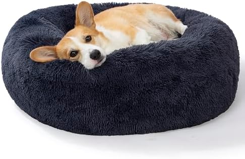 SAVFOX Calming Donut Dog Bed, 30", Dark Grey