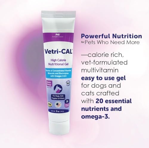High Calorie Nutritional Gel for Dogs & Cats – Appetite Booster with Omega 3-6-9, Vitamins A-D-E-B – Recovery & Energy Support – Tasty Malt Flavor – 5 oz Tube (3-Pack)