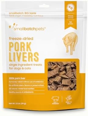 smallbatch Freeze Dried Pork Livers, High Protein Dog & Cat Treats, 3.5oz