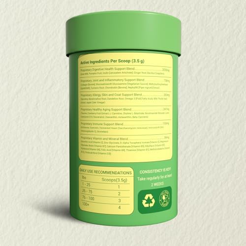 Dog Multivitamin Powder, 45-in-1 for Joint, Gut & Immune Support, 8.8 oz | Probiotics, Omega 3, chondroitin & digestive enzymes; bacon pumpkin flavor, easy to mix with food, skin & coat support