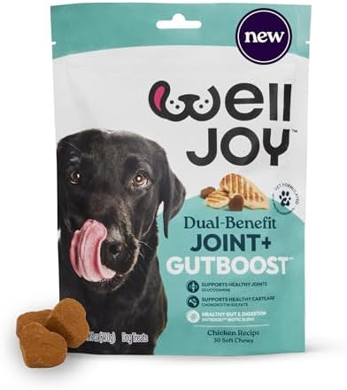 WellJoy Joint Dog Treat + Glucosamine, Chondroitin, GutBoost, 30ct
