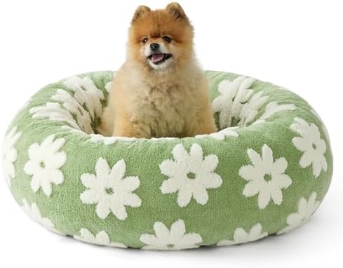 LE SURE Shown on TV Jacquard Donut Cute Small Dog Beds,Green 27x27x8in