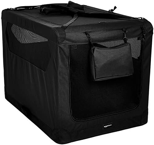 Amazon Basics Folding Portable Soft Pet Dog Crate Carrier Kennel, 42 x 31 x 31 inches, Black