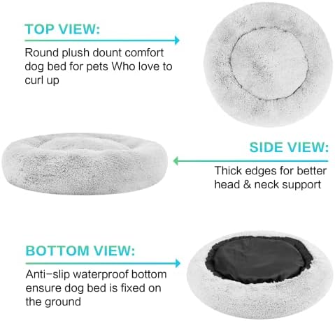 SAVFOX Calming Donut Dog Bed, 45", Light Grey