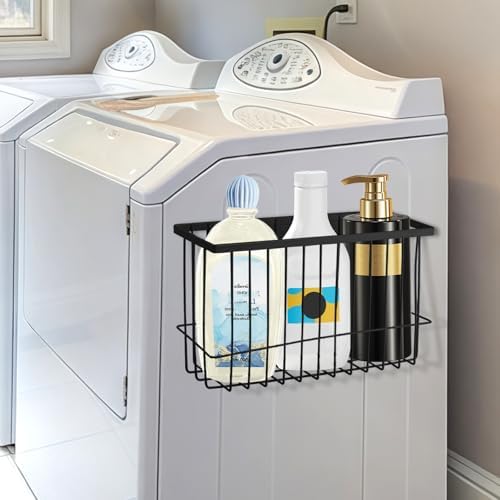 Magnetic Dryer Ball Holder for Laundry Room Dryer Ball Organization, Magnetic Lint Bin for Laundry Room Wool Dryer Ball Organizer, Iron Dryer Ball Container for Laundry Room Storage（Black）