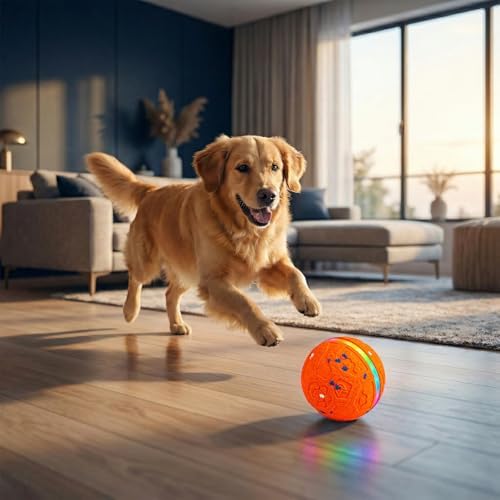 Interactive Dog Ball Toy[Newly Upgraded], 3 Modes, Sound & Vibration, USB-C | Durable E-TPU, Colorful LED Lights, Sound & Vibration, 30-Min USB-C Charging, Up to 1d Playtime, IP7 Water Resistance