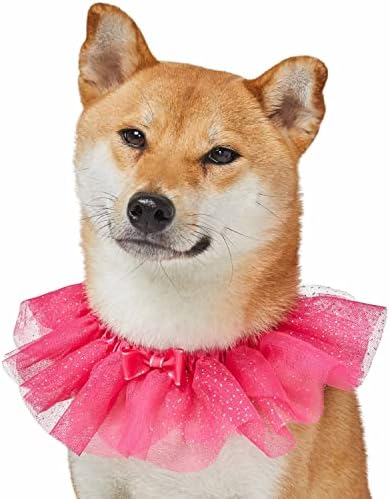 Blueberry Pet My Little Princess Adjustable Breakaway Dog Collar with Embroidered Mesh and Bowtie, French Pink, Medium