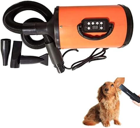 Dog Hair Dryer Blower Quiet, Pet Dryer Grooming Professional with Touch Screen Adjustable Speed High Velocity for Small Medium and Large Dogs Cats Pets,Orange