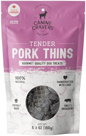 Canine Cravers Single Ingredient Dog Treats - Pork Thin Tenders, 5.3oz