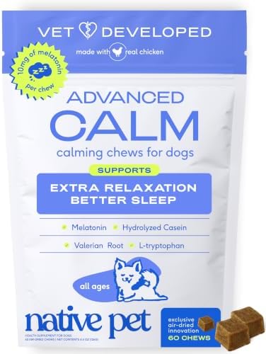 Native Pet Advanced Calming Chews for Dogs, Melatonin, Valerian, 60 Chews