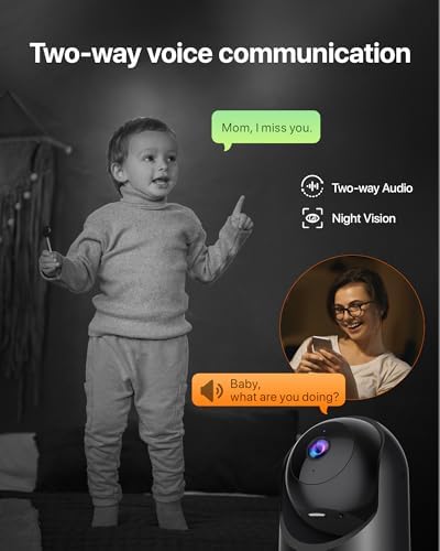 Tenda 2K Indoor Security Camera for Baby Monitor, WiFi 6 Pet/Dog Camera for Home Security, 360° Pan/Tilt, 2-Way Audio, Motion Detection, Night Vision, Cloud & SD Card Storage, Black(CP3-V3.0)