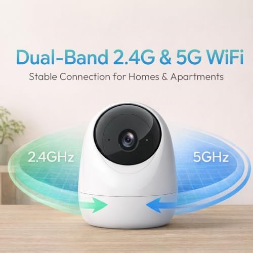 Rraycom 2.5K Indoor Security Camera, 5G/2.4G WiFi, Pet & Baby Monitor