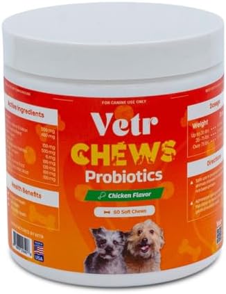 Vetr Probiotic Chews for Dogs - Chicken Flavored - Probiotics for Digestive Health - 120 Soft Chews - Vet-Formulated in USA