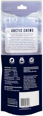 Hand-Folded Cod Skin Dog Treats, Single Ingredient Wild-Caught Icelandic Fish Skins, High Protein Natural Dental Chews, Omega-3 Rich Grain-Free Dog Treats, 3 Pack