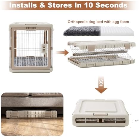 ZOMISIA Collapsible Dog Crate with Bed Mat, 28'' Dog Kennel for Medium Dogs