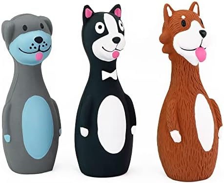 CHIWAVA 3PCS 5.7'' Squeaky Latex Short Standing Stick Toy for Small Dogs | Funny Animal Design,Soft Fetch Interactive Play, Indoor Outdoor Activity Training Toys,Assorted Colors