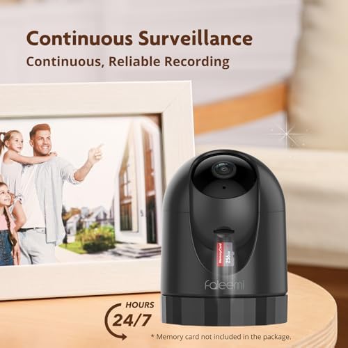 2K Pan/Tilt Indoor WiFi Security Camera with Motion Detection & Auto Tracking, Night Vision, 2-Way Audio, Siren, SD/Cloud Storage (1, Black)