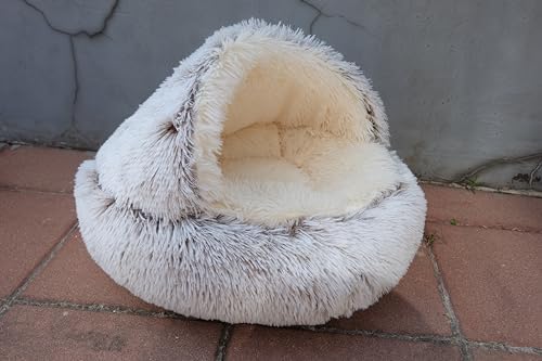 ZaneSun Calming Dog Bed & Cat Cave, Coffee, 25.6"x25.6"