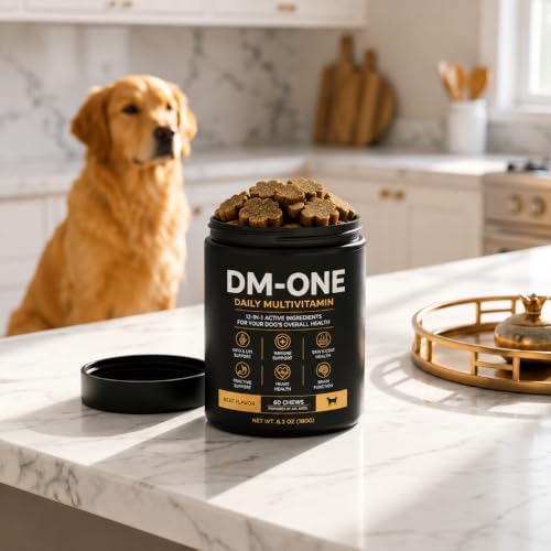DM Daily Multivitamin for Dogs - Multivitamin Itch Relief Chews for Skin Coat, Gut & Immune Supports