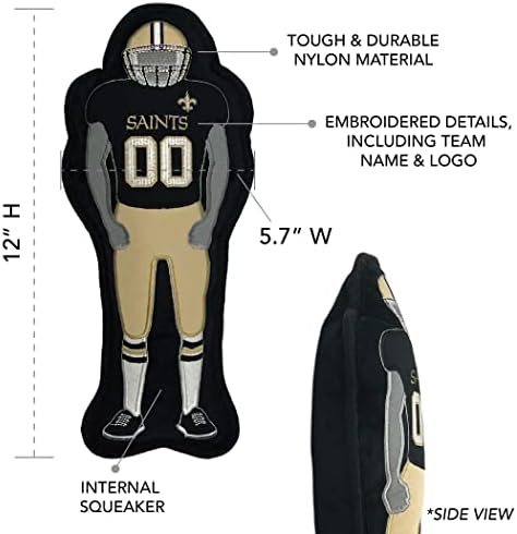The 1st Ever Tough but Smooth Dog Toy NFL New Orleans Saints Football Athletes Player Tough Pet Toy. A Premium Quality Doggie Toy with Built-in Squeaker. Sports Fans Favorite Chew Toy