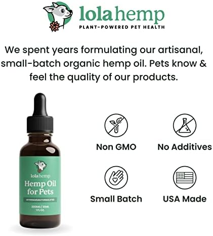 Lolahemp Hemp Oil for Dogs & Cats - Made in USA at Family Farm - Natural Hemp Oil for Joint Support, Promoting Mobility, Relieving Discomfort and Calming Supplement for Promoting Relaxation