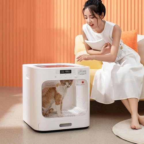 Ultra-Quiet Electric pet Hair Grooming Dryer, 60L Automatic pet Drying Box, 360° Circulation Blowing pet Dryer air Blower, Intelligent Temperature Control, 3 Wind speeds