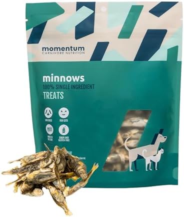 Momentum Carnivore Nutrition Freeze-Dried Minnows Dog Treats & Cat Treats – Single-Ingredient, High-Protein, Grain-Free, Natural Whole-Fish Treat – Made in USA – 2 oz Bag