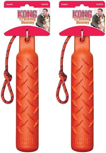 KONG Training Dummy Rope Bumper Dog Toy - Durable Floating Retriever for Fetch & Training - 2 Pack (Orange, Large)