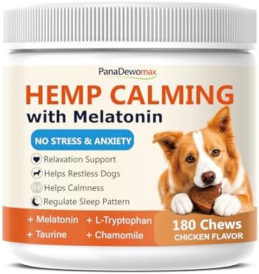 Calming Chews for Dogs with Melatonin Dog Anxiety Chews Supplements for Dog Thunder Barking, 180 Chews