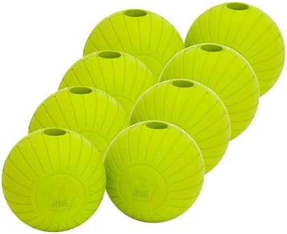 Chew King by Mammoth Supreme Rubber Dog Fetch Balls (8-Pack), Durable 3” Natural Rubber Balls with Safety Air Vent, High Bounce Fetch Toys for Aggressive Chewers, Launcher Compatible - Yellow