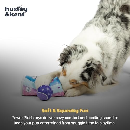 Huxley & Kent Interactive Funny Dog Toy w/Squeaker - Power Plush Ball and Treat Hiding Toy - Cute and Funny Soft Puzzle for Small & Large Dogs - Squeak'n Peek Puppi Pop Grape, Large | Hidden Treat Pocket with H&K Tennis Balls, Crinkle & Squeaker, Menta...