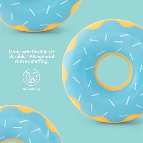 ZippyPaws ZippyTuff Dog Chew Toy Puppy Teething Toys - Blueberry Donut | Durable Rubber Chew Ring Toy, Tough & Squeaky Toys for Small, Medium, & Large Dogs, Flexible TPR Material